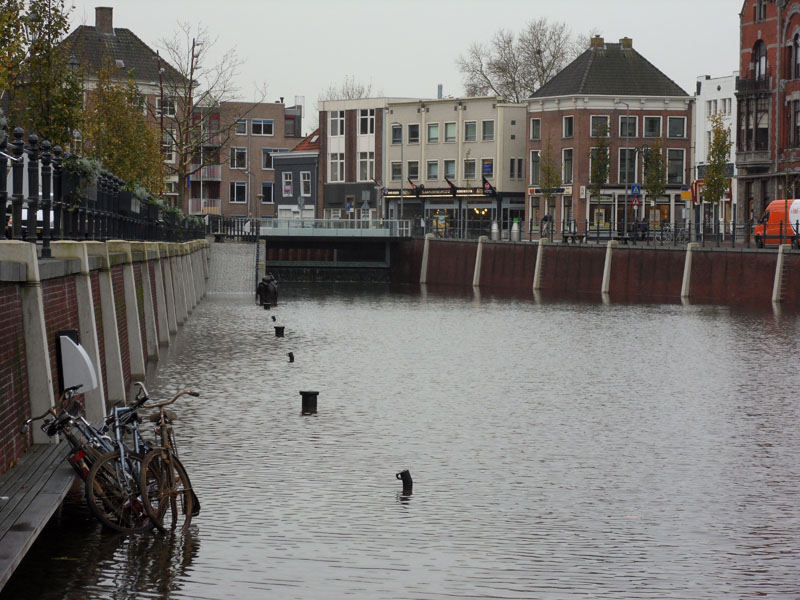 Hoog water in de Haven na hoosbuien op maandag 23 november 2009. foto Jeroen Thoolen